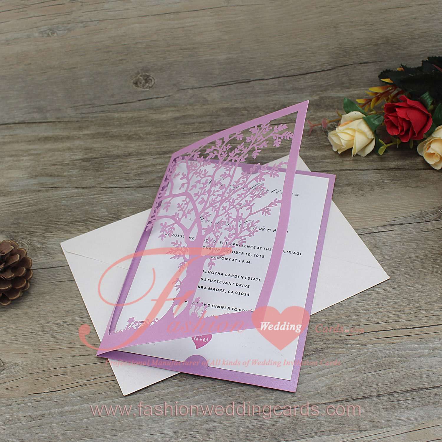 Beautiful Laser Cut Wedding Invitation Tree